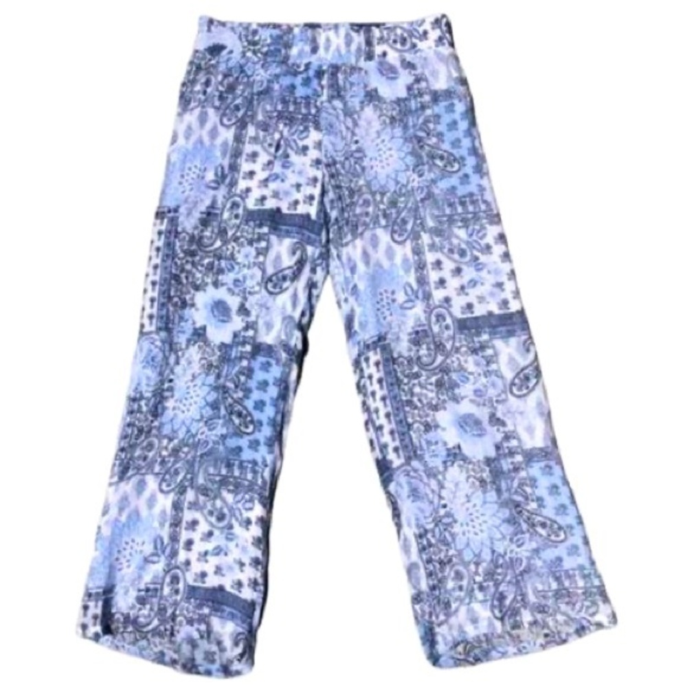 Meg &‎ Margot Blue Patchwork Print Cropped Pants